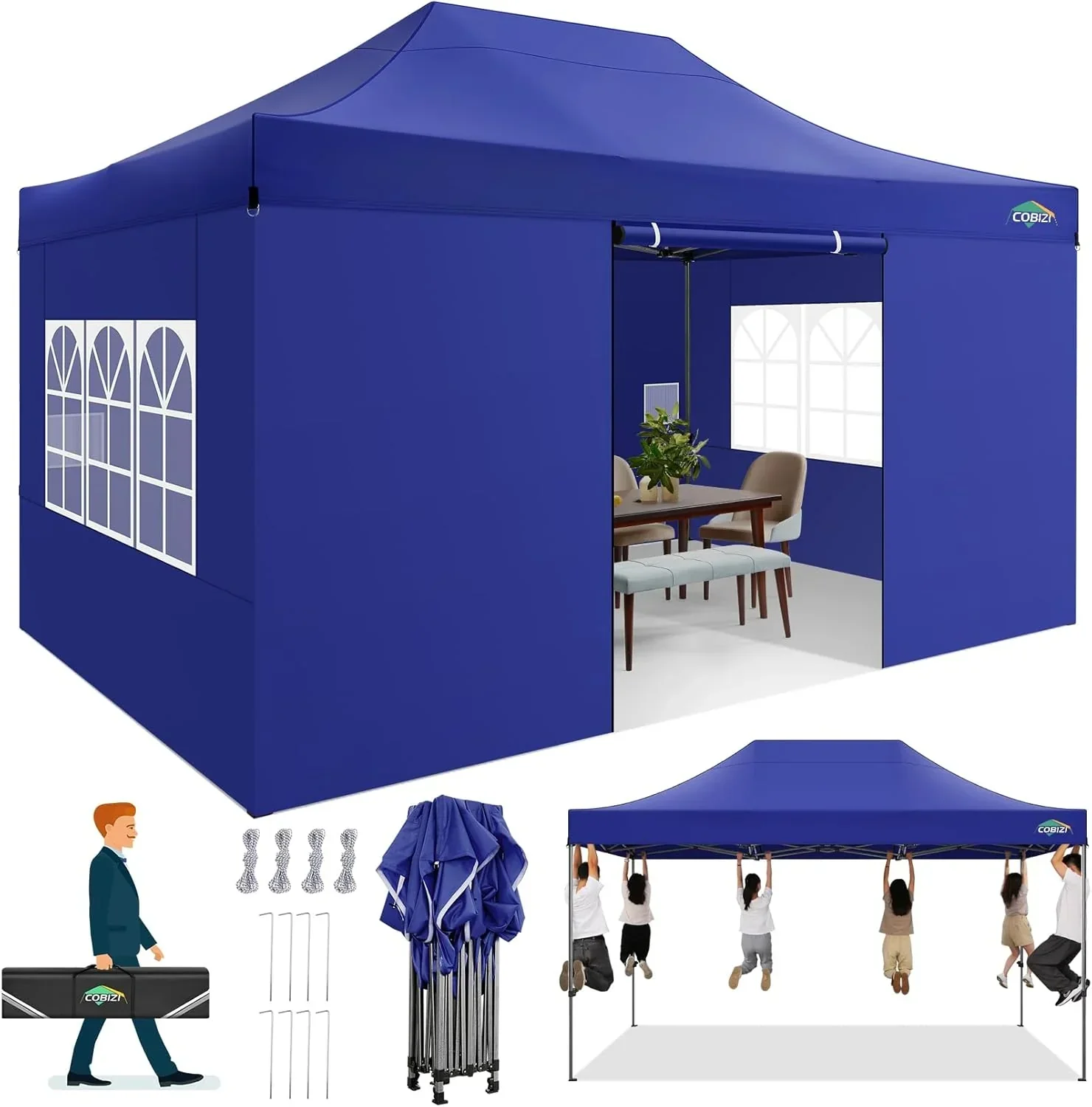 COBIZI 10x20 Heavy Duty Pop up Canopy Tent 6 sidewalls Commercial Canopy Wedding Party Tents