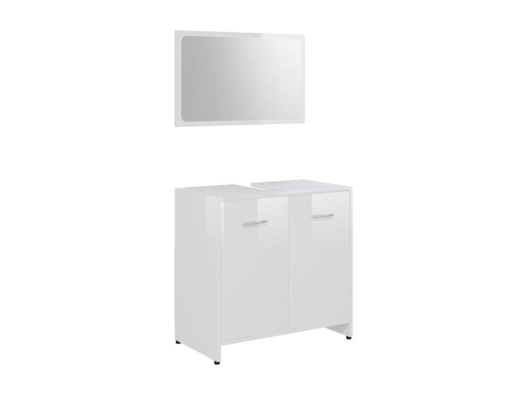 Conjunto de muebles de baño madera contrachapada blanco brillo
