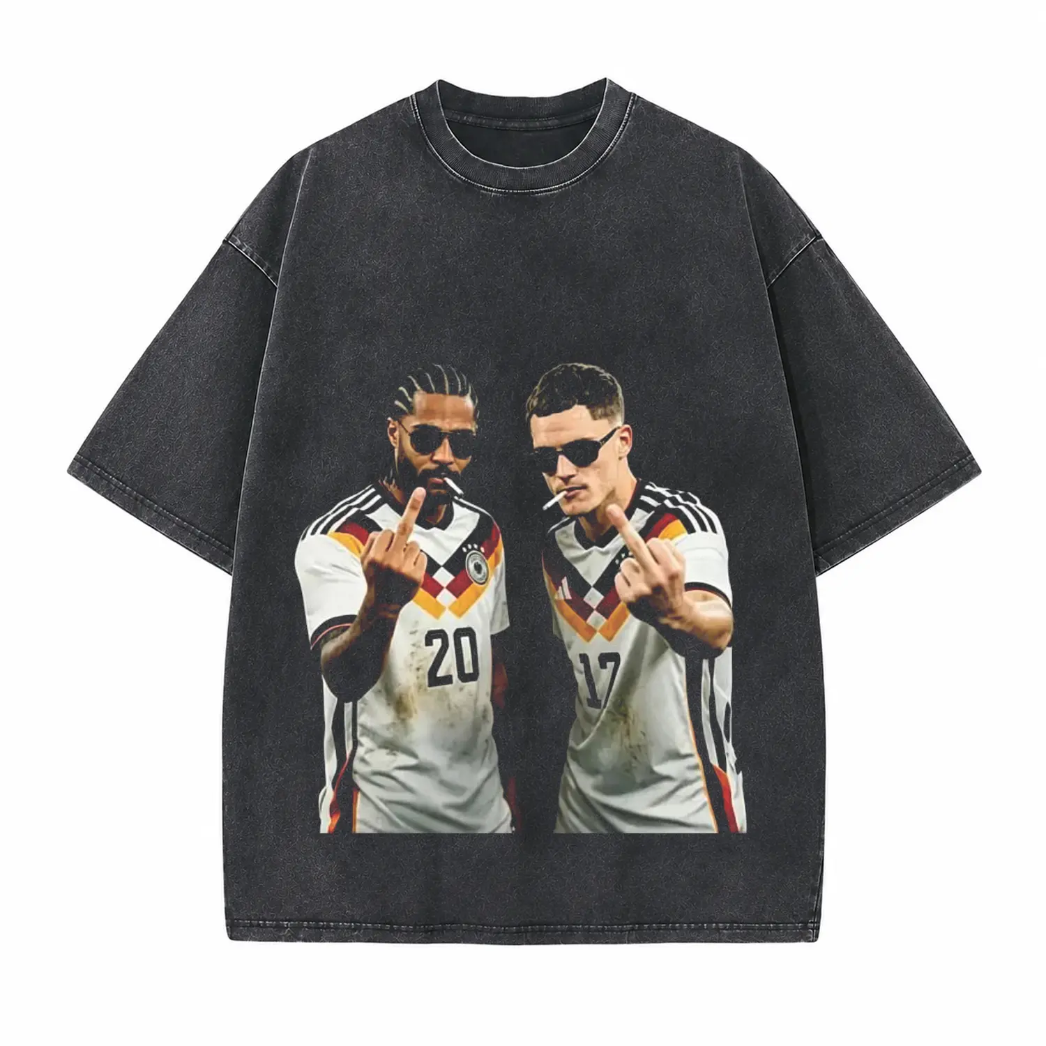 Soccer Vibe Double Trouble Rebel Gesture Printed Unisex Washed T-Shirt