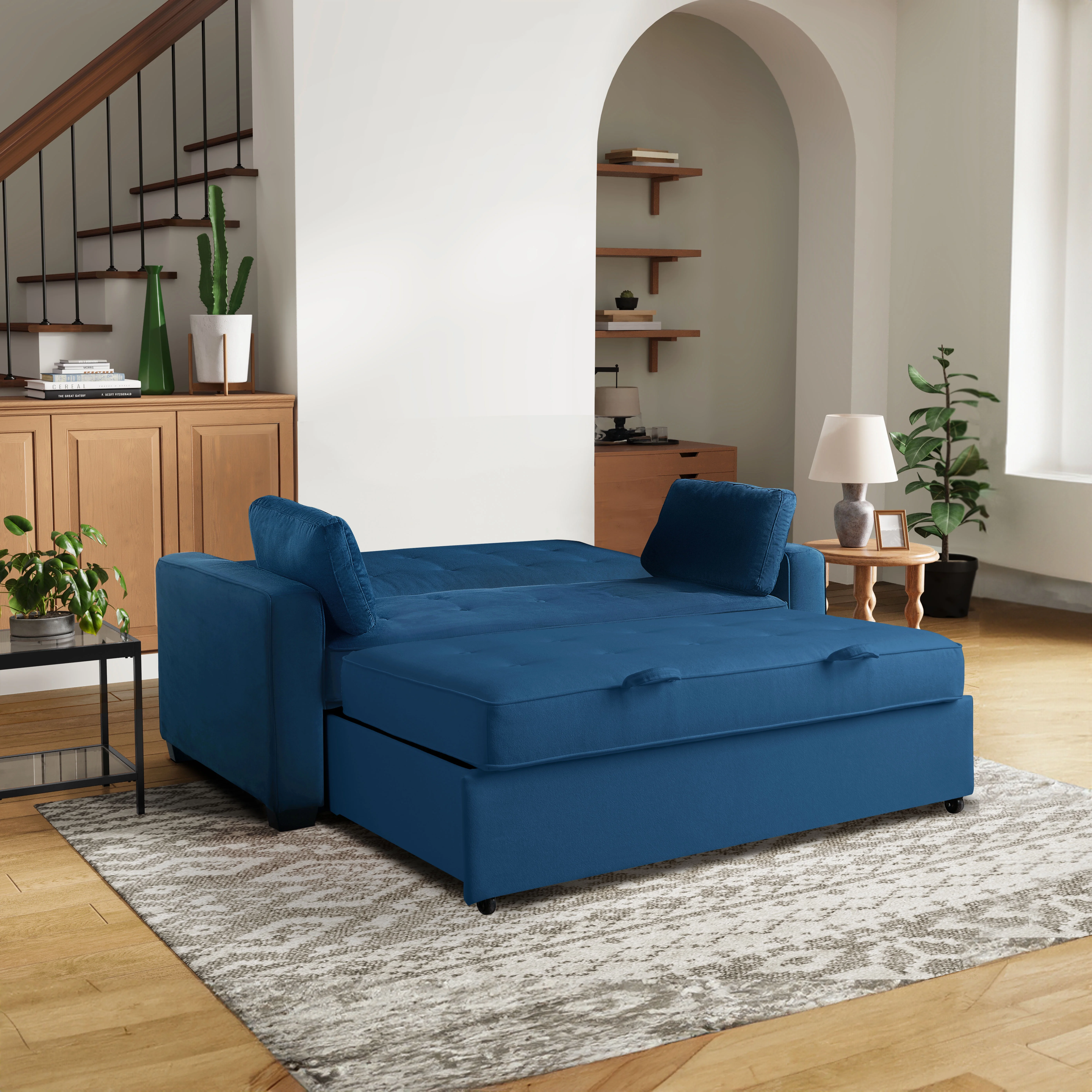 Serta Dream Convertibles Monroe Modern Polyester Convertible Queen Sofa Bed with Pillows Grey - Image 52