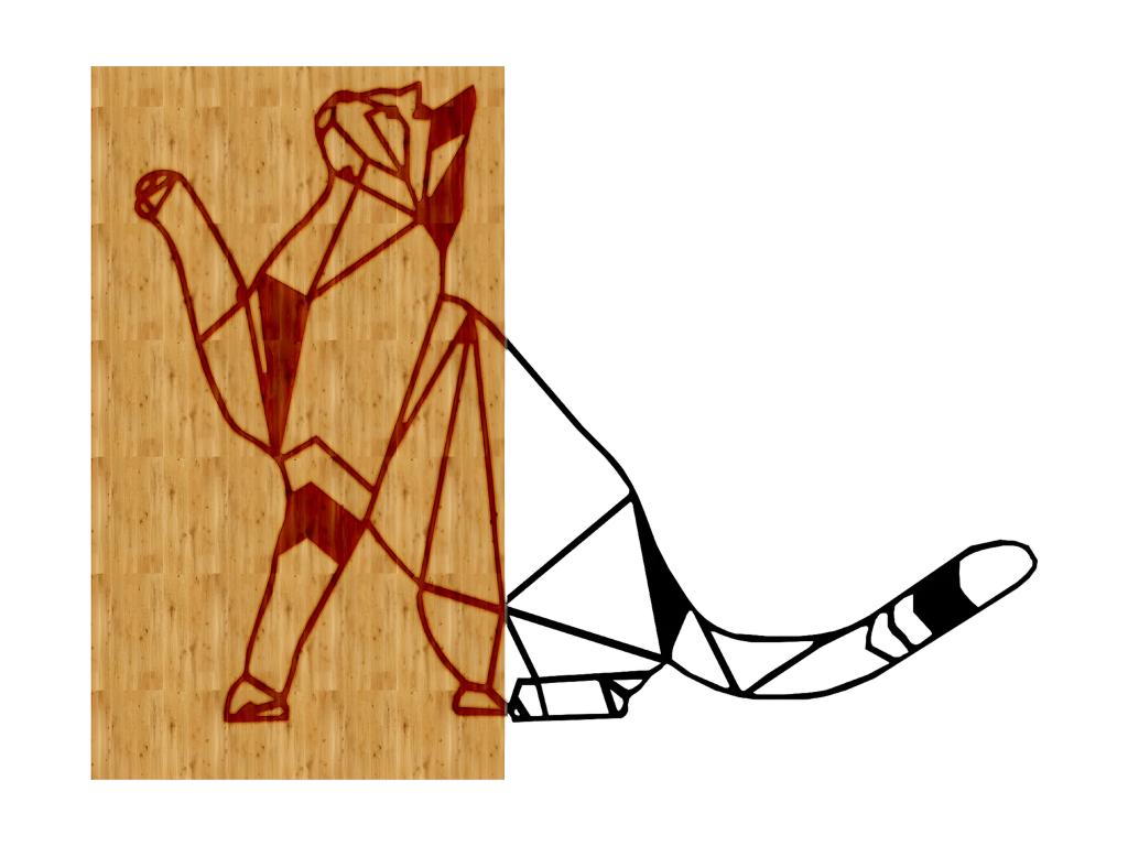 Decoración de Metal y Madera Gatos 11, Madera, 64x1,8x50 cm, Hogarlujo