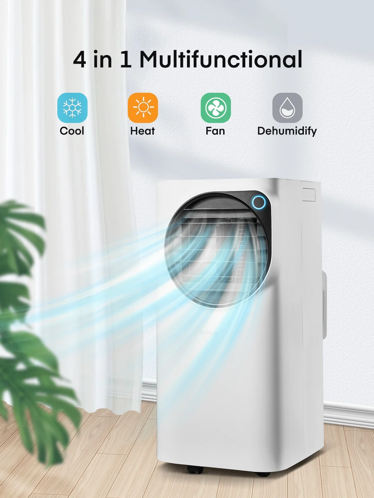 FOHERE 12000 BTU Portable Air Conditioner for Room Cooling and Heating, Covers up to 550 Sq. Ft, 4 IN 1 All Season AC Portable Air Conditioner with Remote Control and Window Kit, White - Image 6