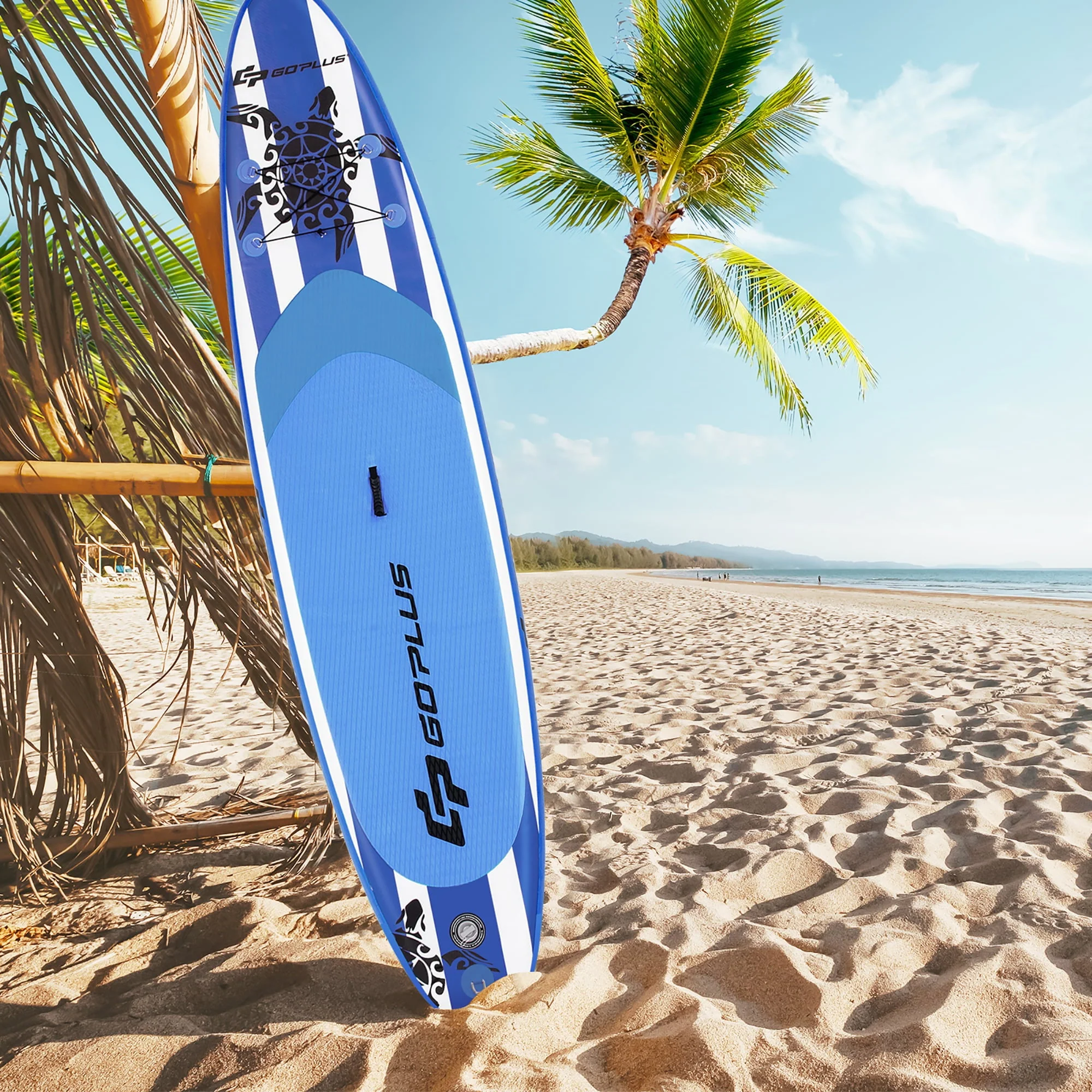 Goplus 11’ Inflatable Stand Up Paddle Board SUP W/Carrying Bag Aluminum Paddle Navy - Image 4