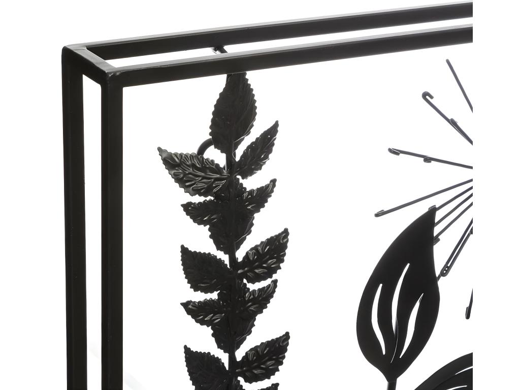 Déco murale en métal feuilles - 40 x 40 cm - Noir