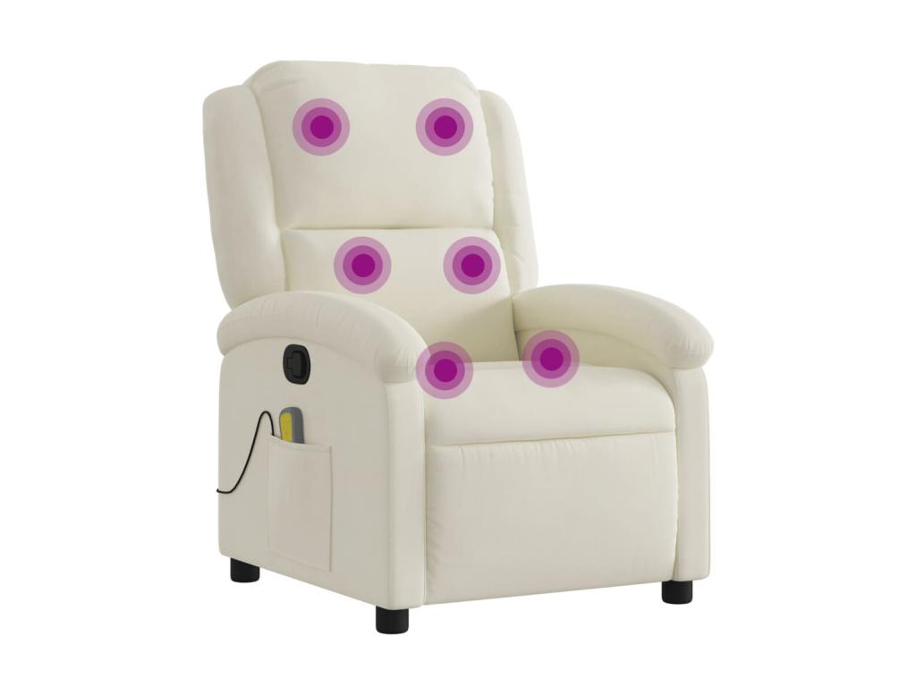 Sillón de masaje reclinable de terciopelo color crema