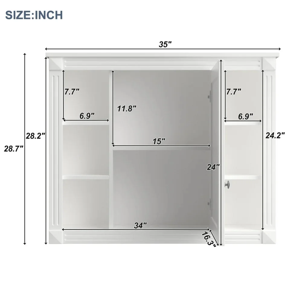 36'' Bathroom Vanity Set With Ceramic Sink Top, Mirror Cabinet, 2 Doors And 2 Drawers - Gray - Image 22 36'' Bathroom Vanity Set With Ceramic Sink Top, Mirror Cabinet, 2 Doors And 2 Drawers - Gray - Image 22