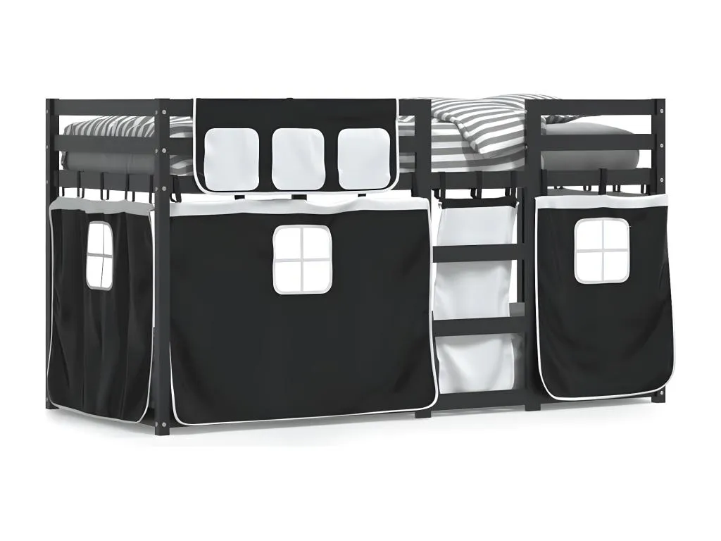 Litera con cortinas Decoesp maciza Decoesp blanco y negro 90x200 cm NLWC41446