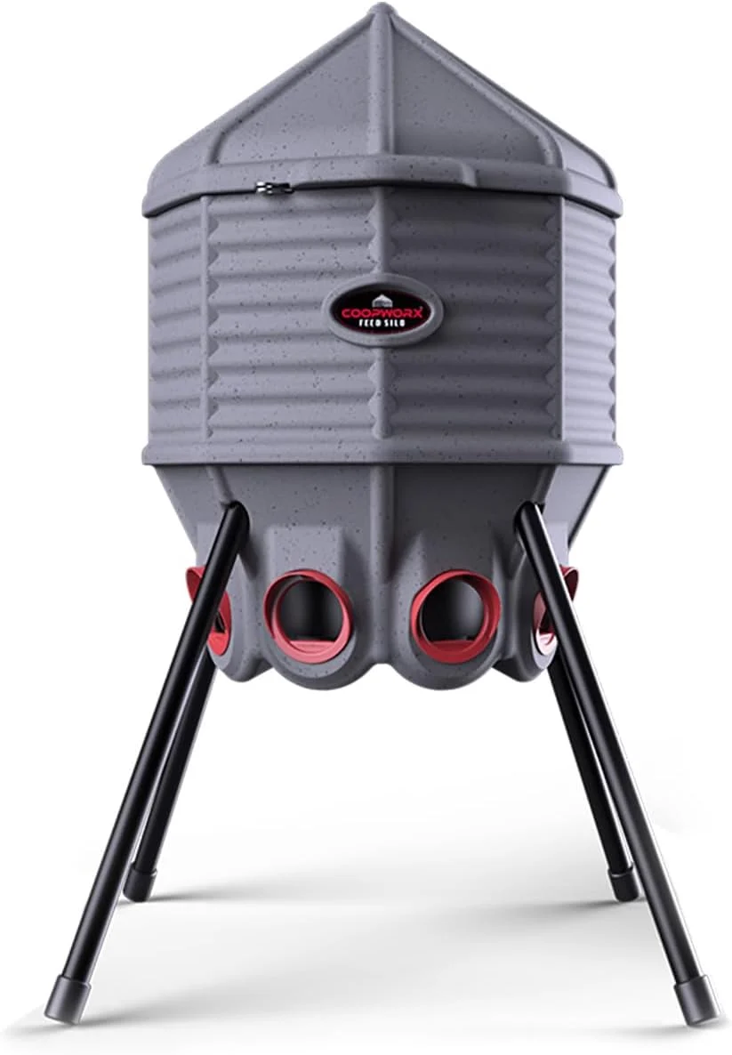 80lb Poultry Feeder, Adjustable Height, UV Stable, Weather Resistant, 8 Ports, Made in USA