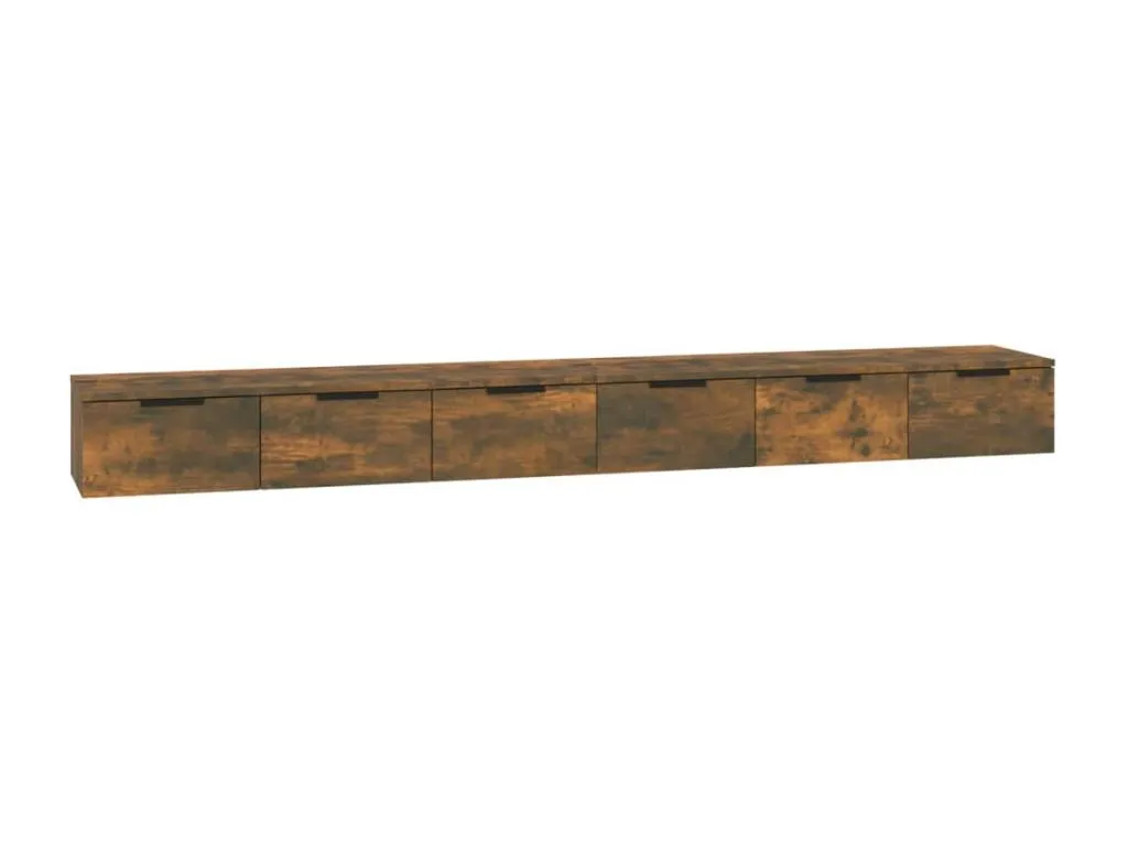 Armarios de pared 2 uds contrachapada Habitarluz ahumado 102x30x20cm Marrón BMWA90306