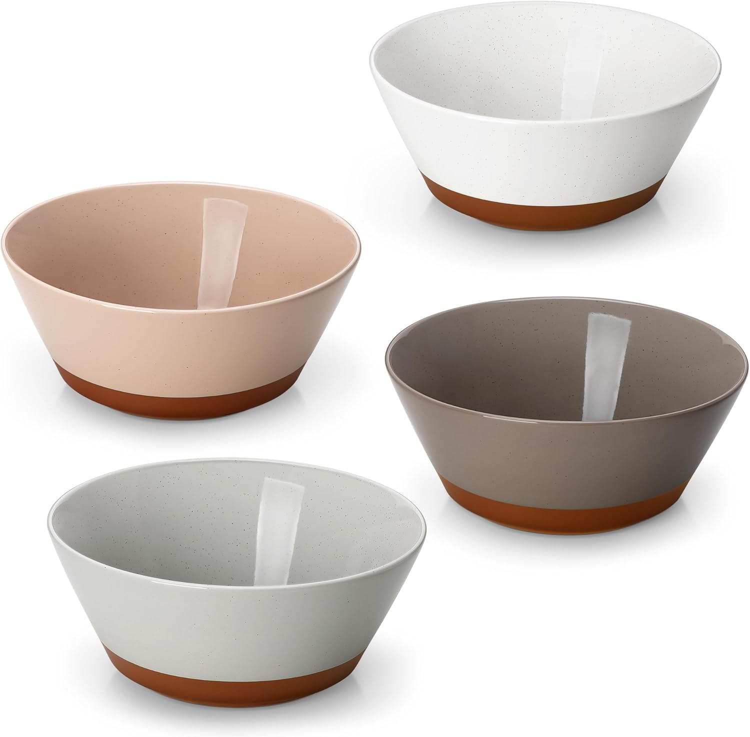MALACASA Soup Bowls, Ceramic Salad Bowls Set of 4, 36oz Ceramic Bowls for Ramen, Cereal, Fruit and Pho, Microwave & Dishwasher Safe, Speckled Deep Bowls, Multicolor