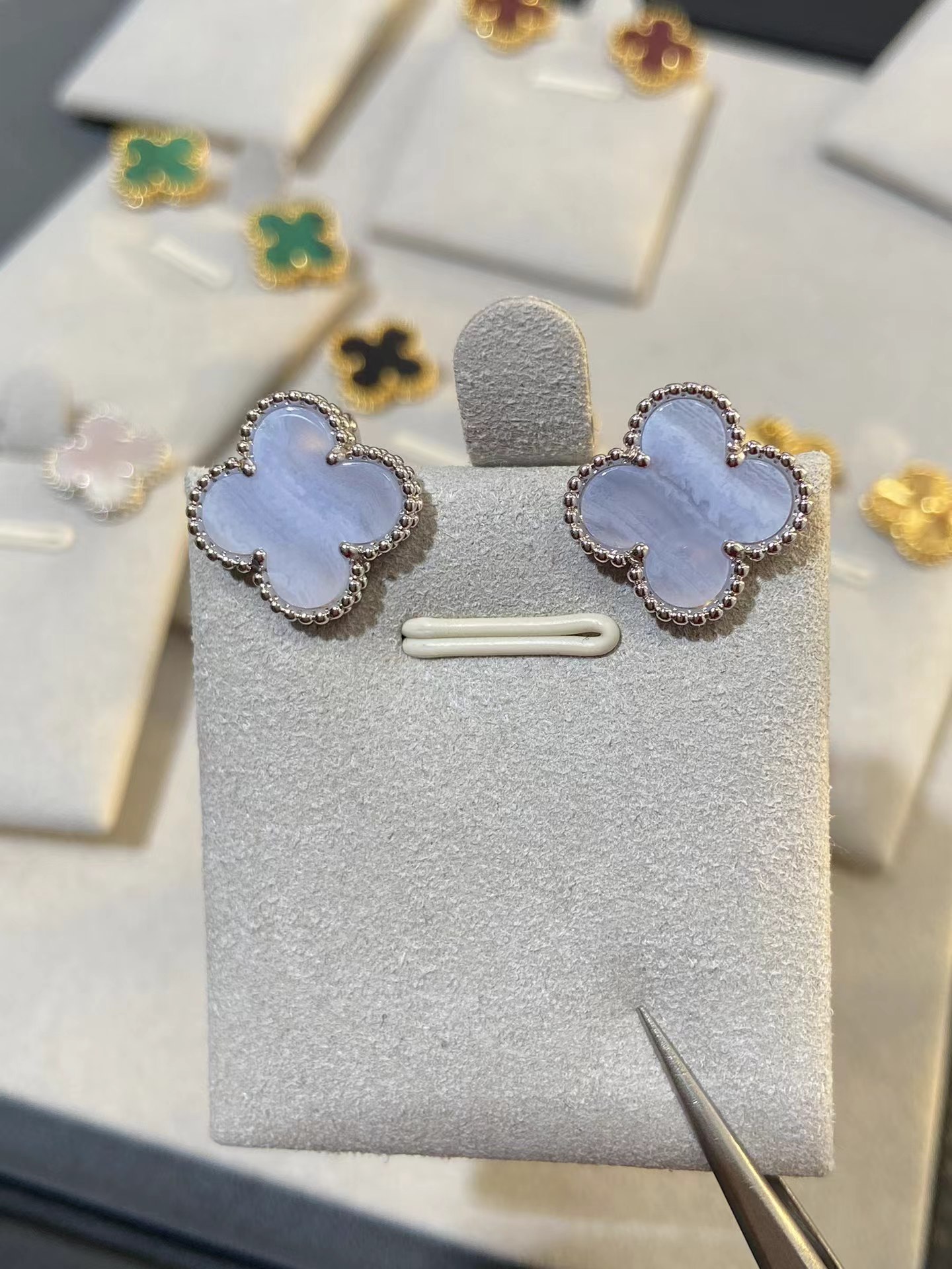 VCA Fog Purple Clover Earrings - Original Replica Club