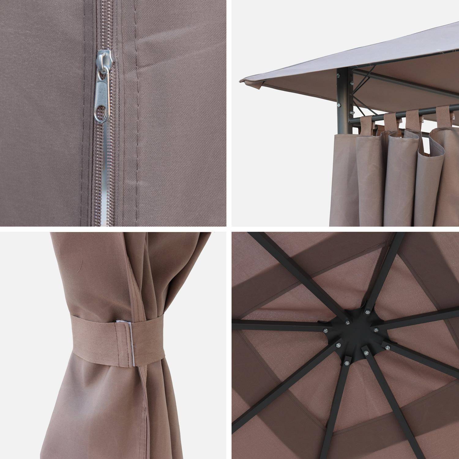 Cubierta + Cortinas para pérgola Elusa - Lona de techo + cortinas para pergola Elusa 3x3m