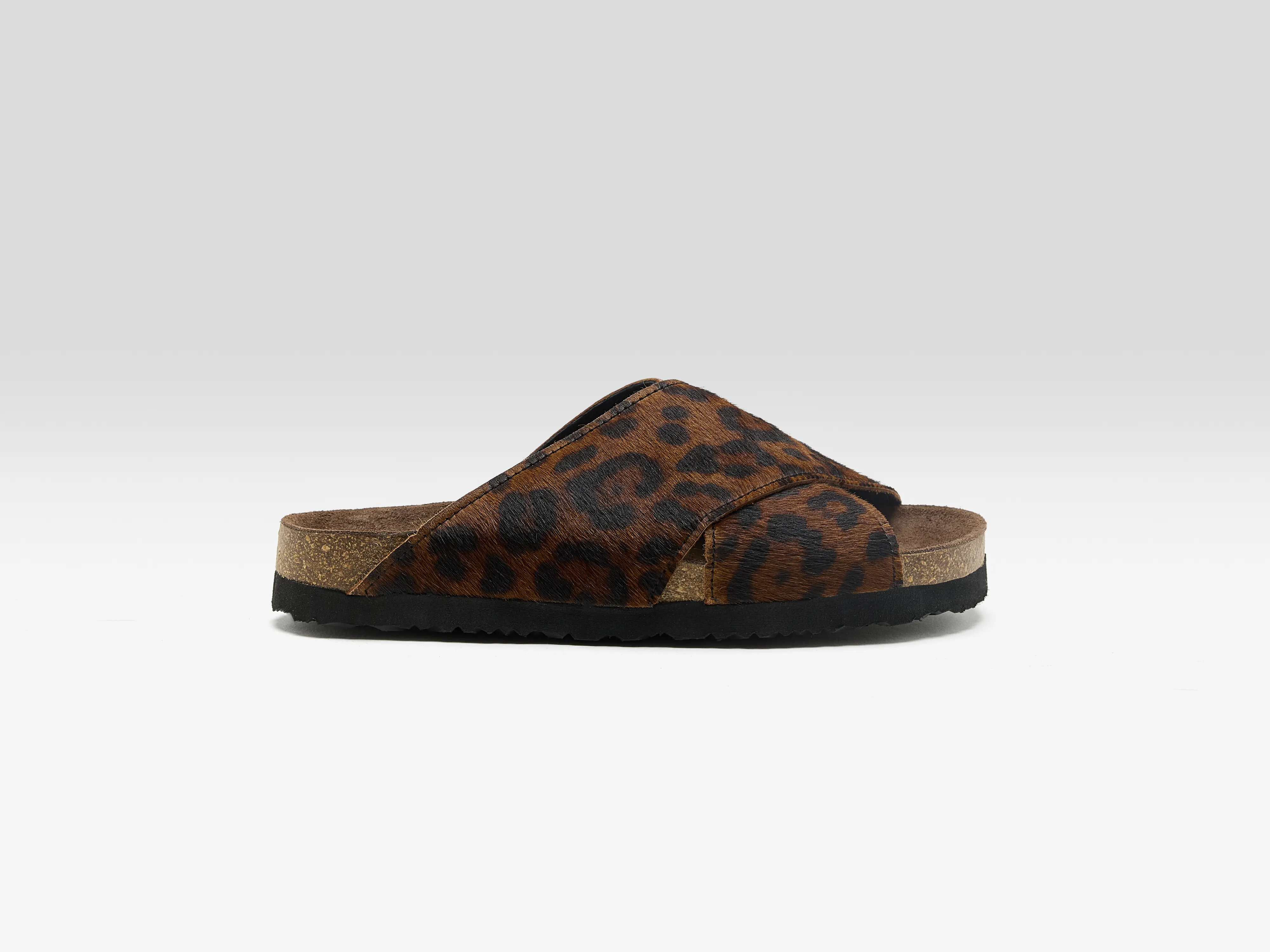 Bellerose Cheetah Ponyhair Cross Sandals  (261 / W / BROWN)