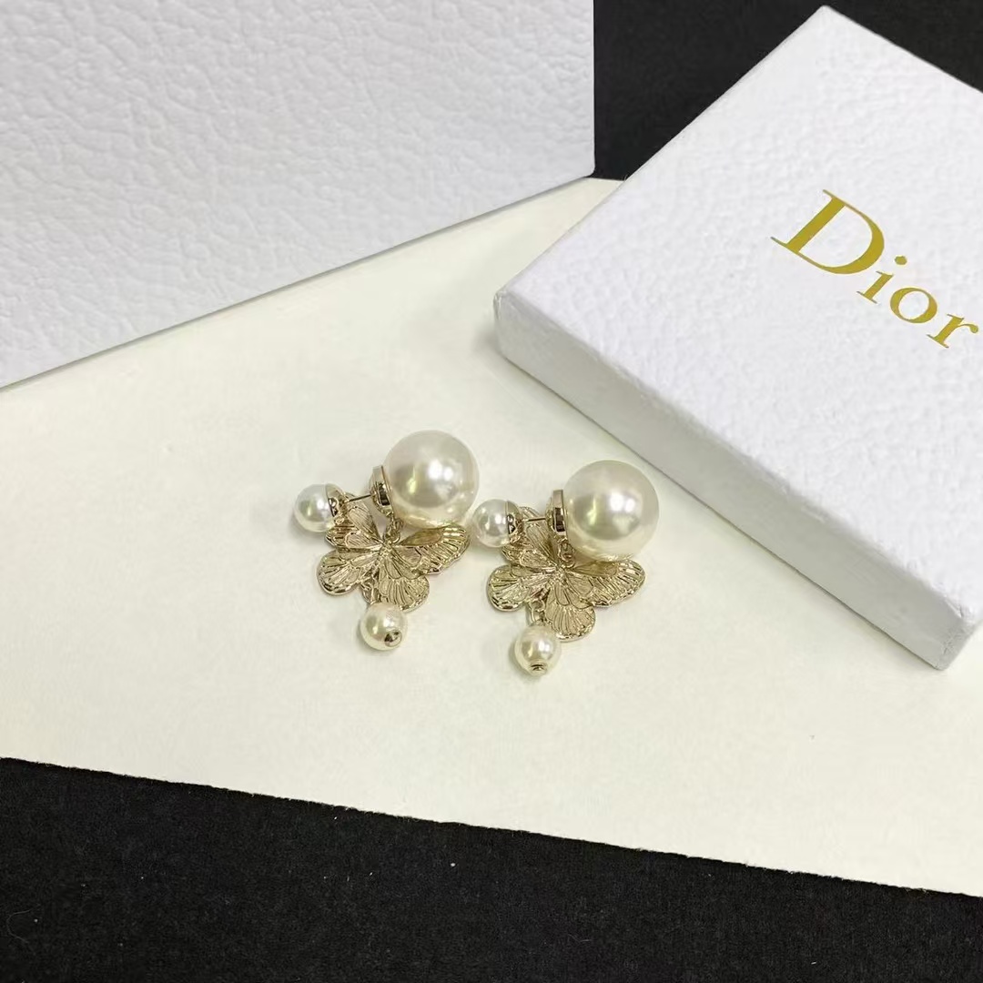 Dior Butterfly with Pearl Earrings - Original Replica Club