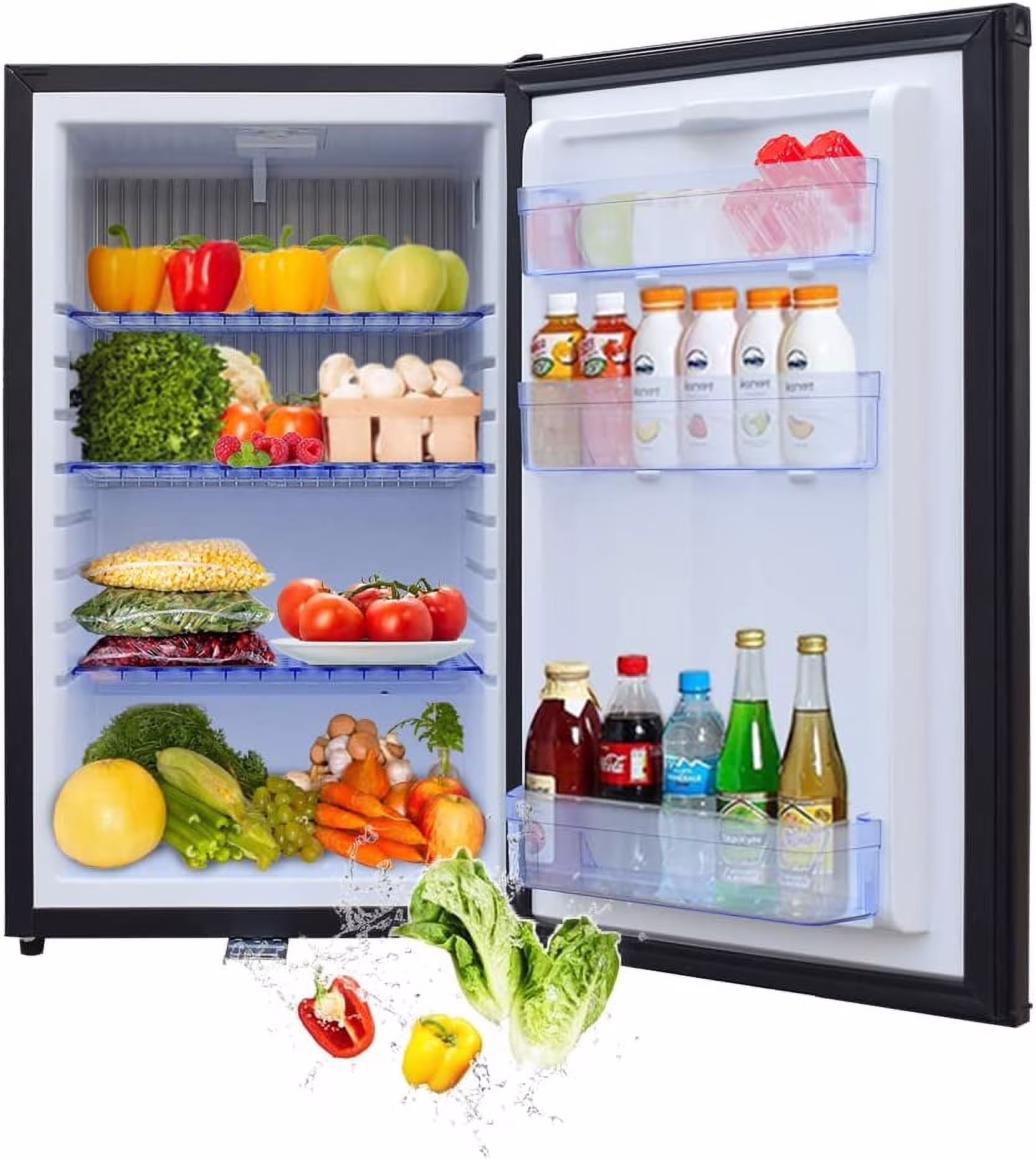 Smad Mini RV Fridge 12V 110V Refrigerator Semi Truck Freightliner Cascadia 2.1 Cu ft Reversible Door