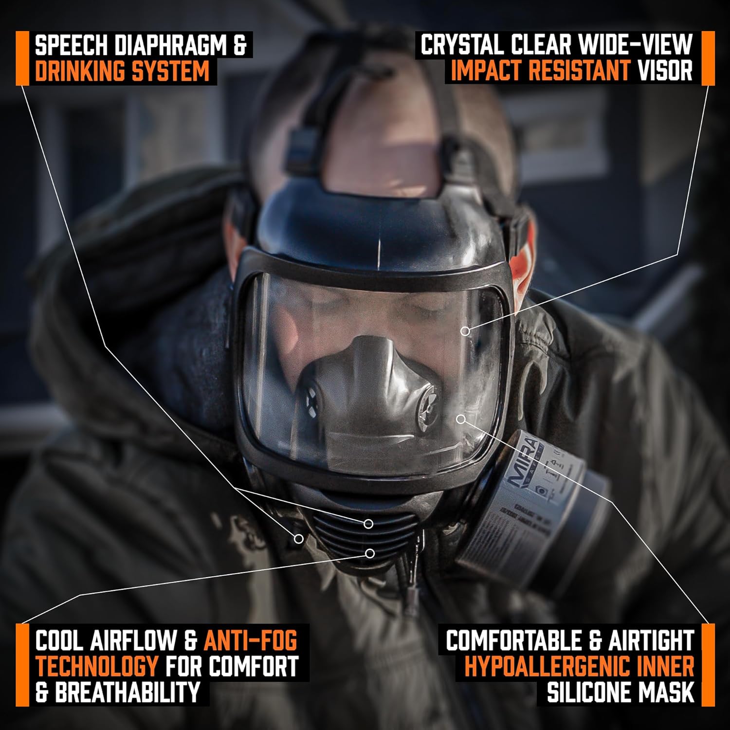 MIRA SAFETY CM-6M CBRN Full Face Gas Mask with Drinking System