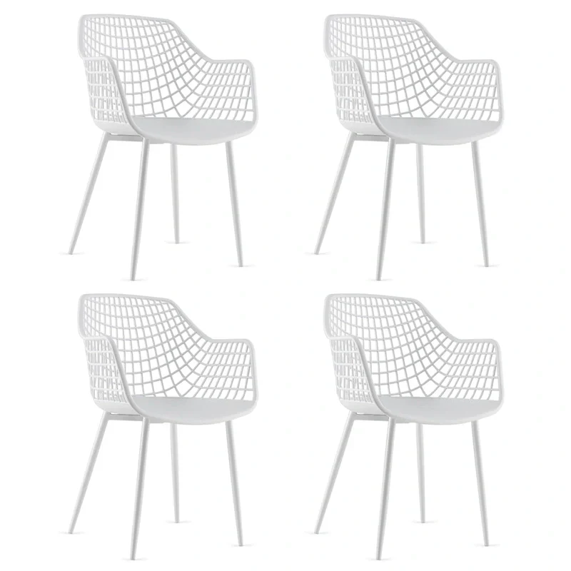 Set of 4 Modern Plastic Shell Dining Chairs with Metal Legs by Costway