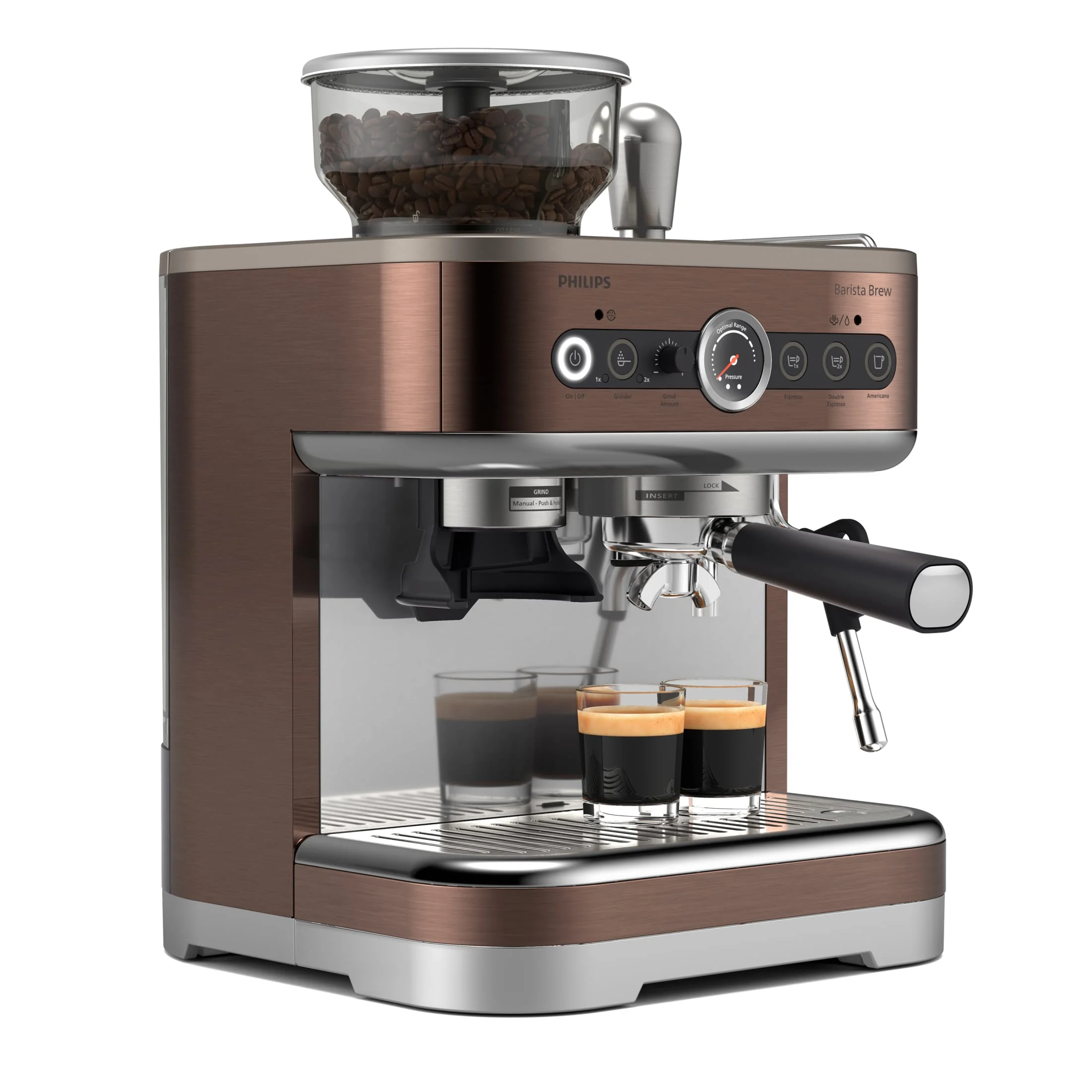 Philips Barista Brew Semi-Automatic Espresso Machine with Milk Frother, Silver Metal - Image 10