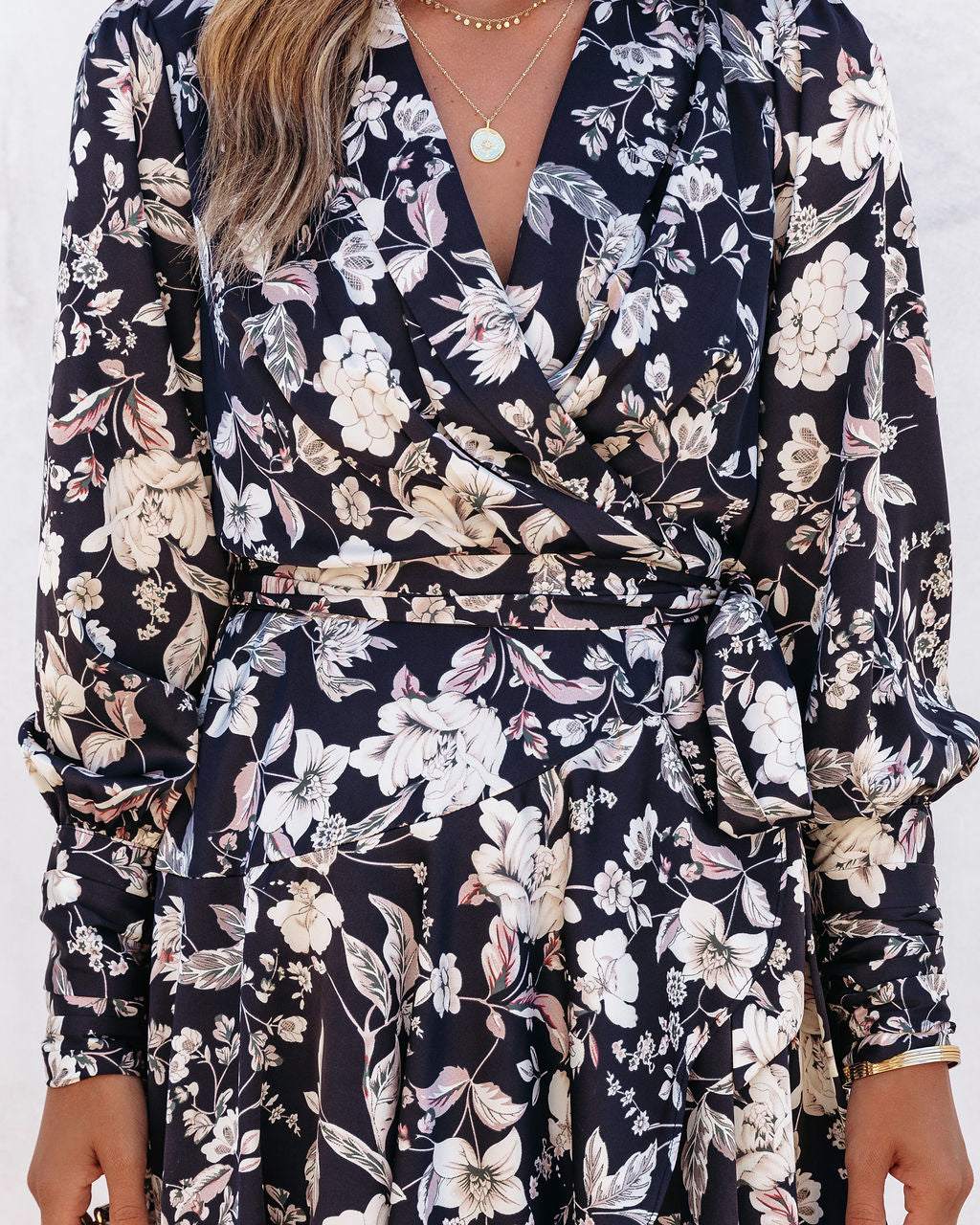 Let It Bloom Satin Floral Drape Mini Dress - Se7enfashion