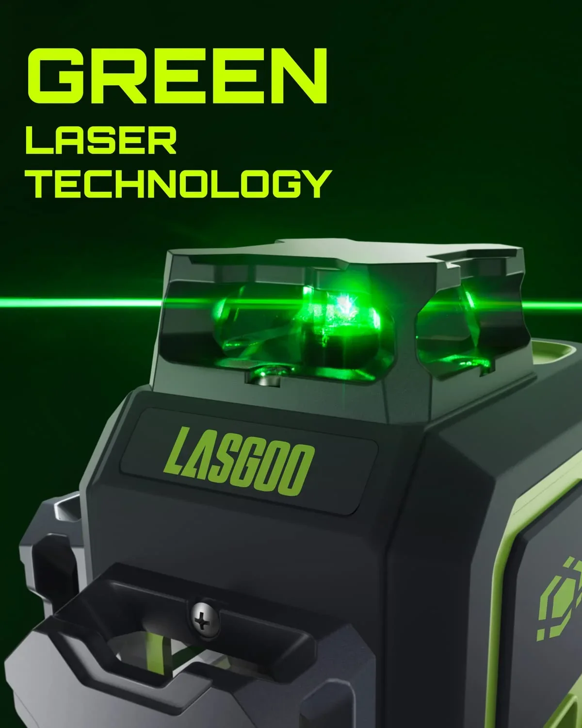 Laser Level 3x360- LASGOO with Remote Control, 2 Rechargeable Batteries, 100FT Range, 360- Magnetic Rotating Stand, IP54, 3Ds
