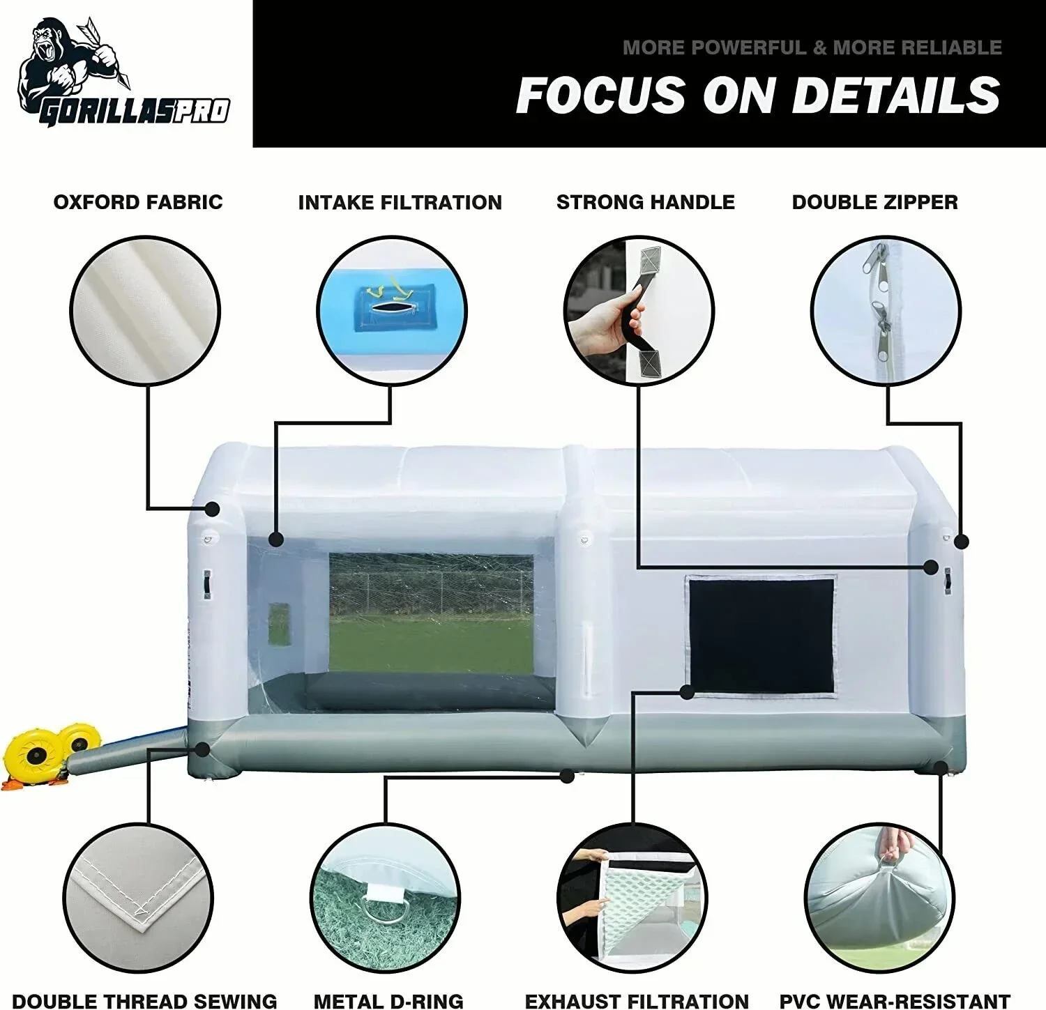 GORILLASPRO Portable Inflatable Paint Booth 13 x 10 x 8 Ft With 750W Blower - Image 7 GORILLASPRO Portable Inflatable Paint Booth 13 x 10 x 8 Ft With 750W Blower - Image 7