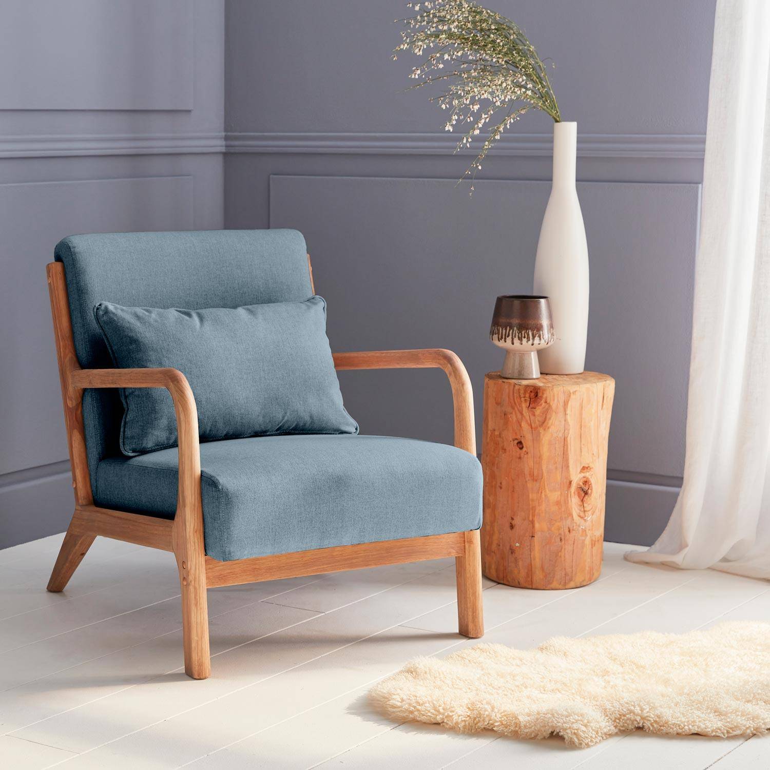 Lorens - Sillón de diseño de madera y tela