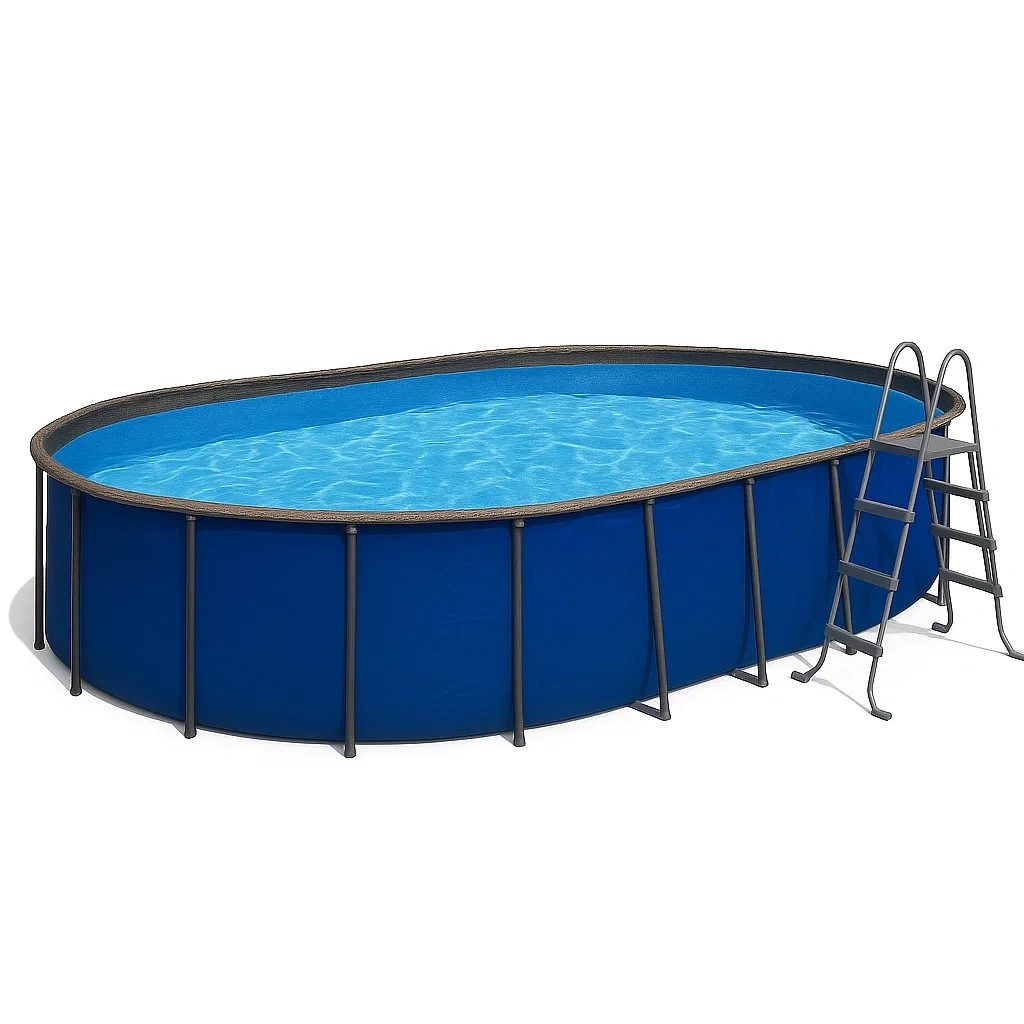 Piscina tubular desmontable ovalada 472x286x104 cm estructura de acero color azul marino IVpscMQ146re