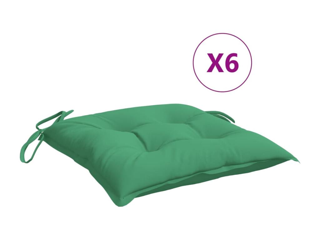 Cojines de silla de jardín 6 uds tela Oxford verde 40x40x7 cm