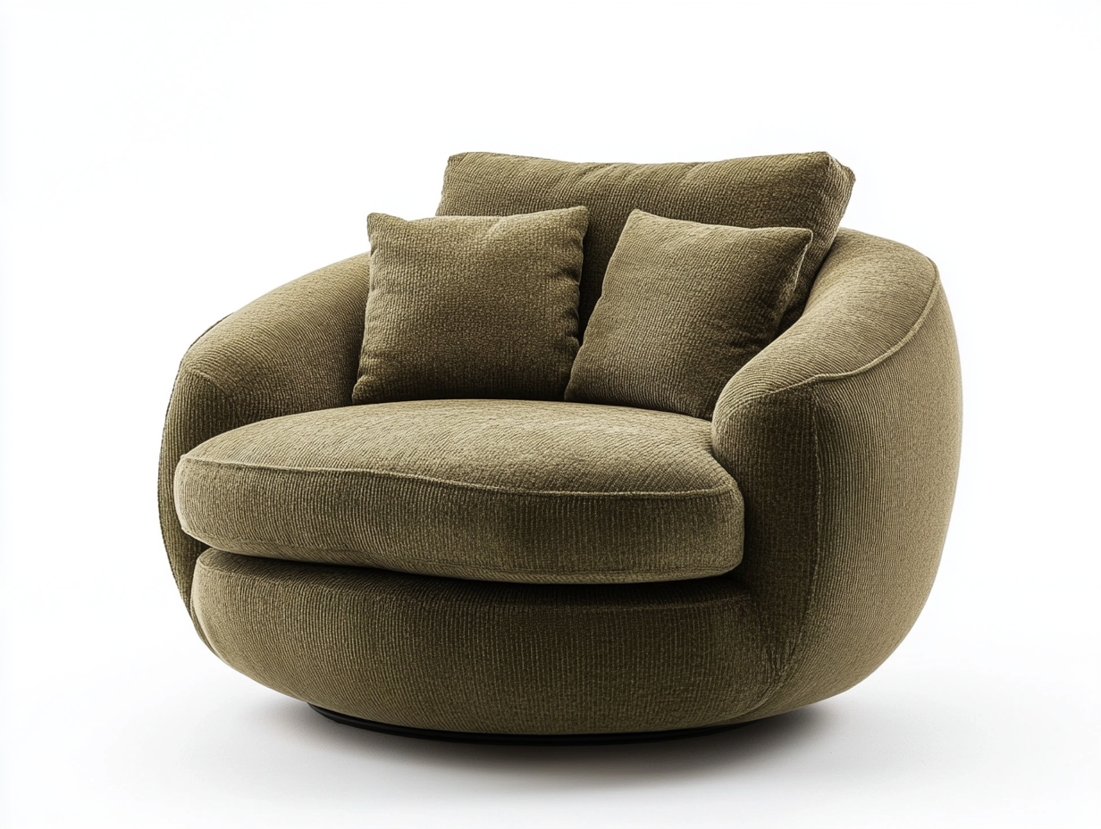 Sillón grande y redondo con base giratoria