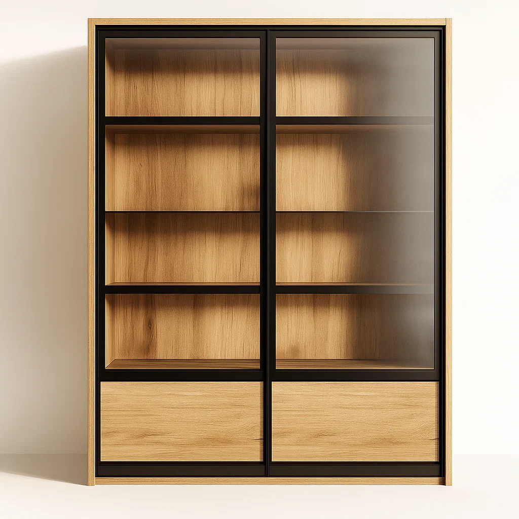 Armario Expositor Madera Vidrio Negro Salas de estar 180x80 cm