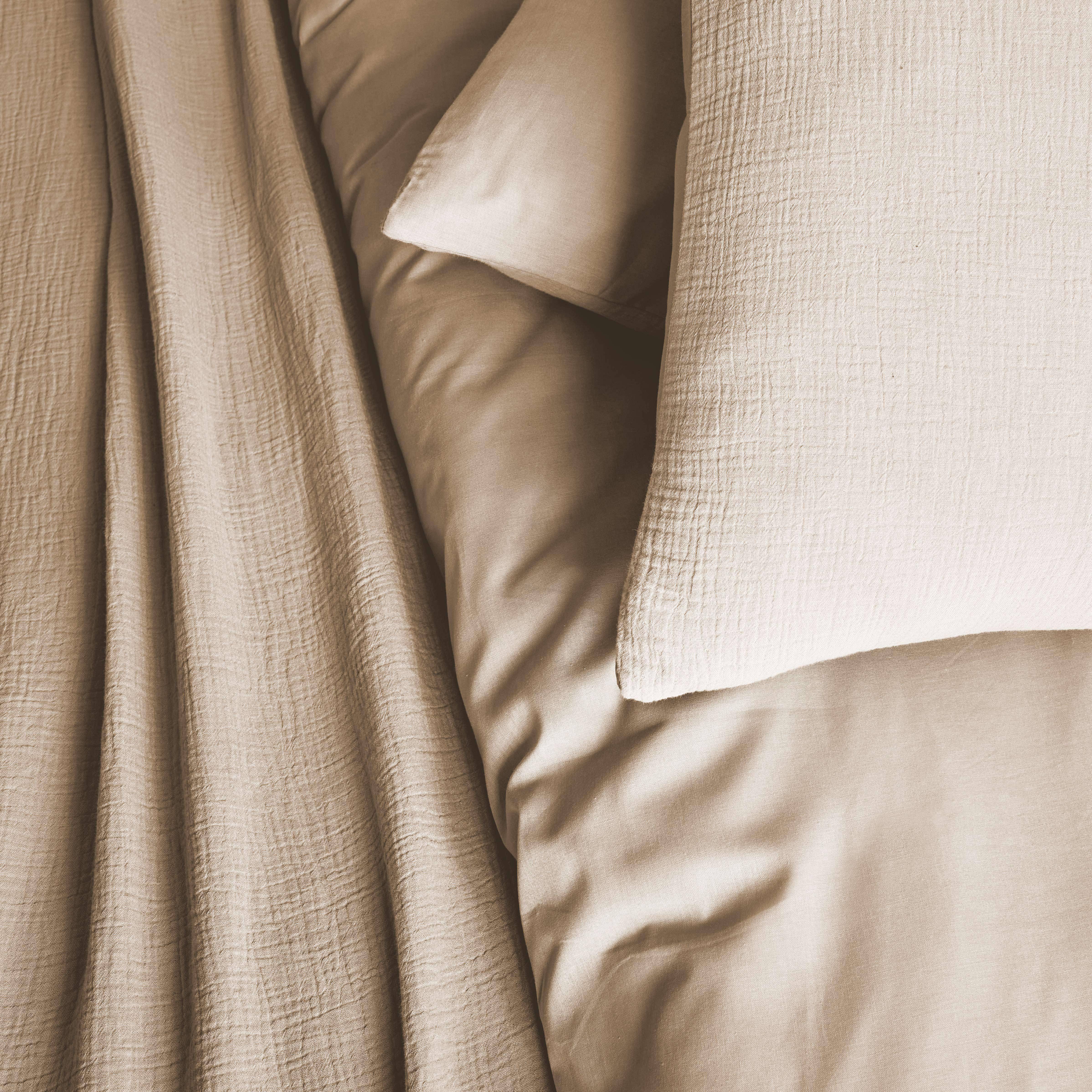Alix - Ropa de cama de gasa y algodón beige