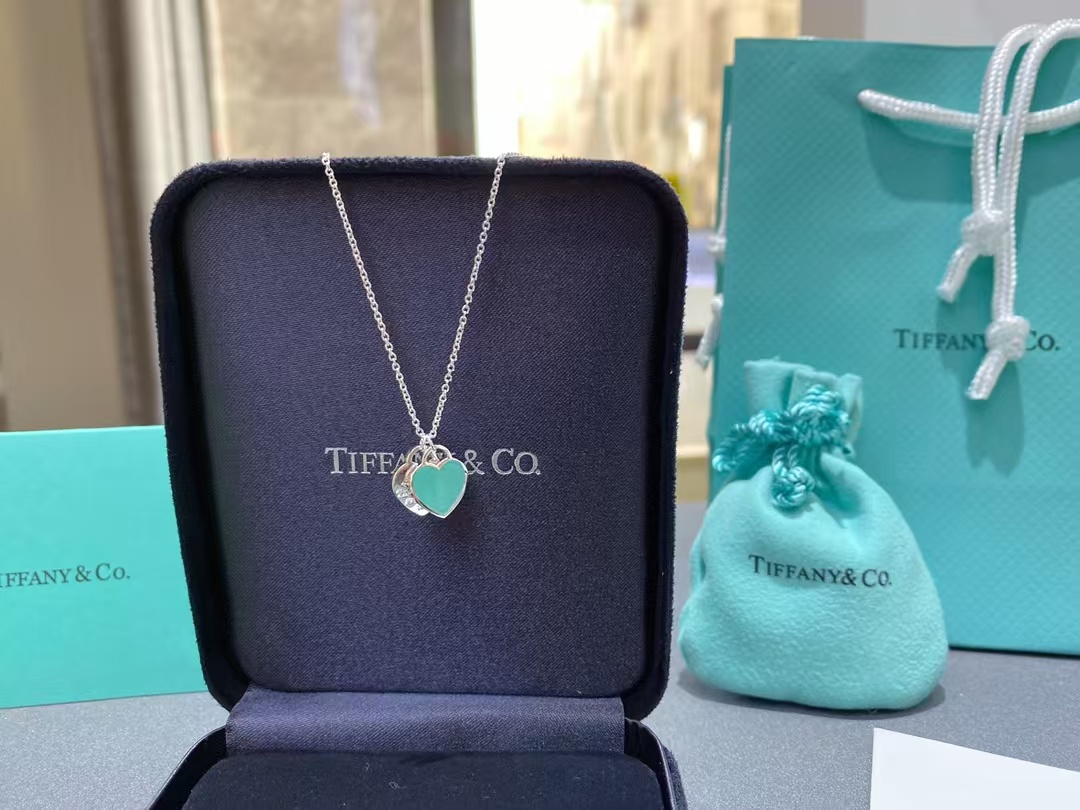 Tiffany Double Heart Tag Pendant Necklace - Original Replica Club
