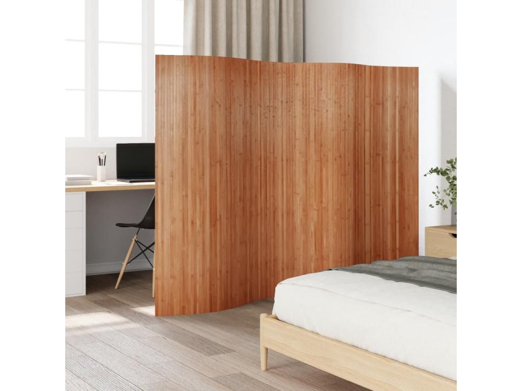 Biombo divisor de bambú marrón 165x250 cm