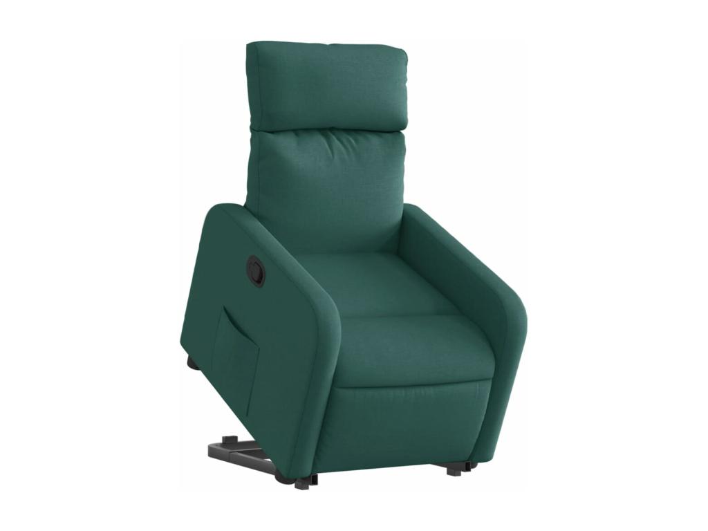 Sillón reclinable elevable tela verde oscuro