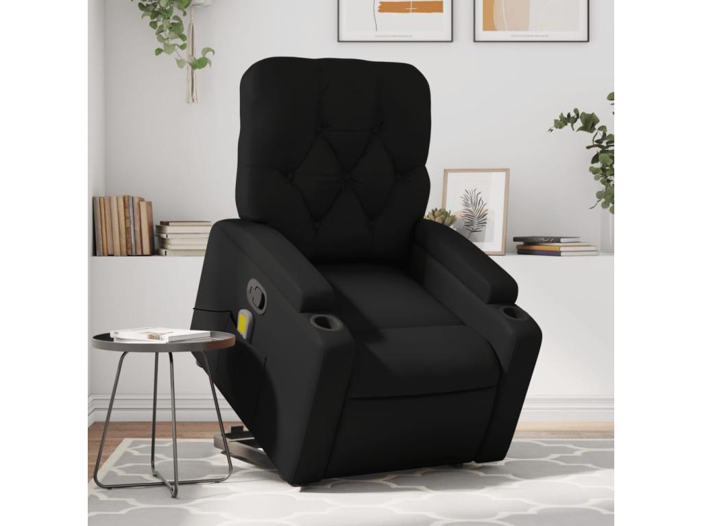 Sillón reclinable de masaje de pie cuero artificial negro
