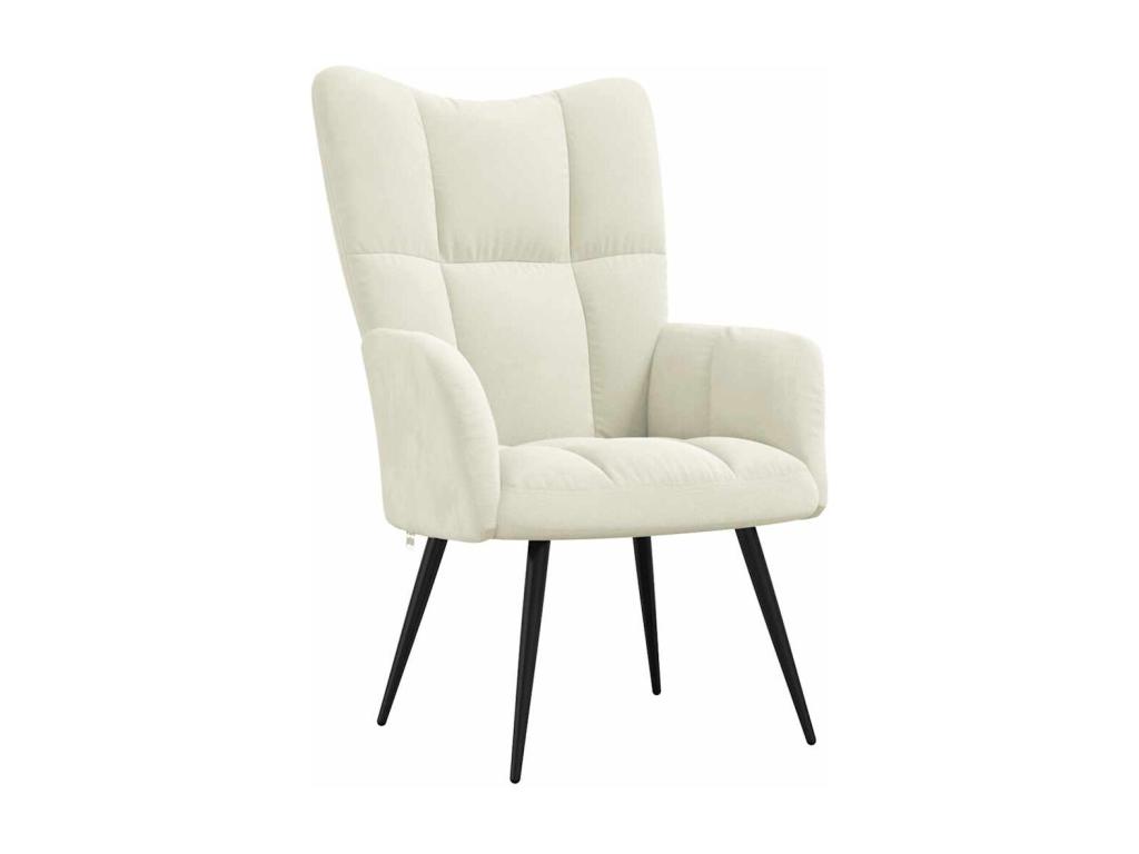 Sillón de relax de terciopelo color blanco crema