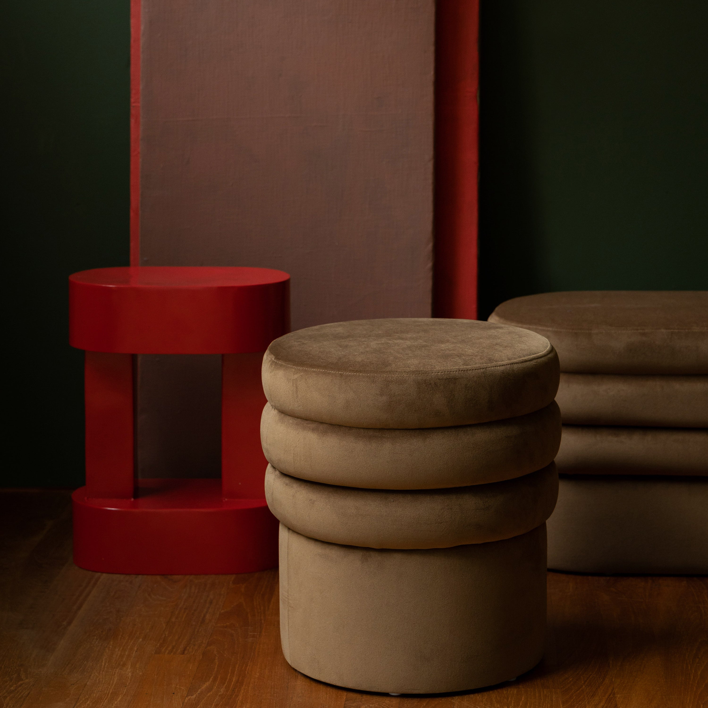 Dutchbone Aditi Poef Ø 40 cm - Cognac