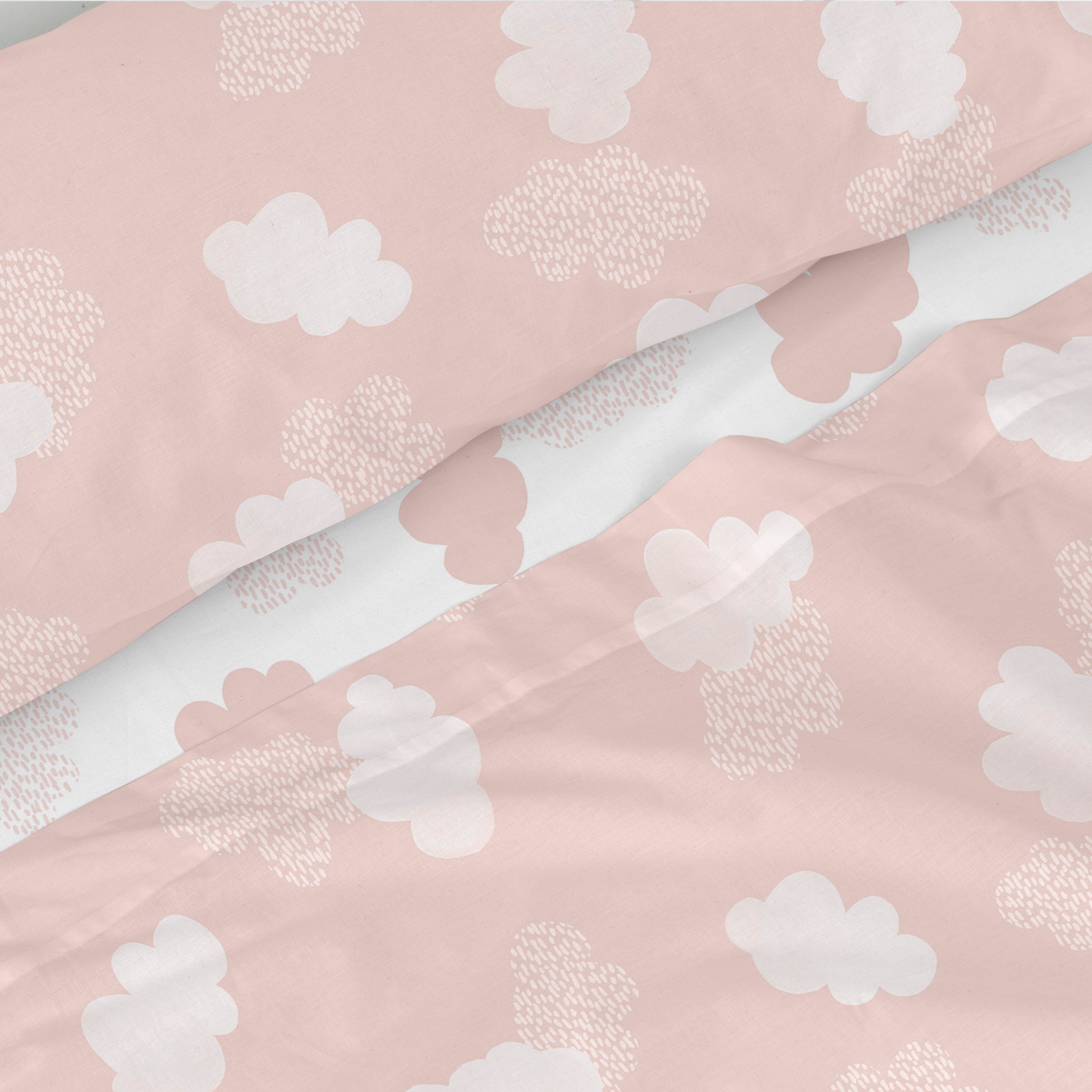 Clouds Laken Set 2-delig Roze Basic Kids, Rosa, 100% katoen, de kwalit