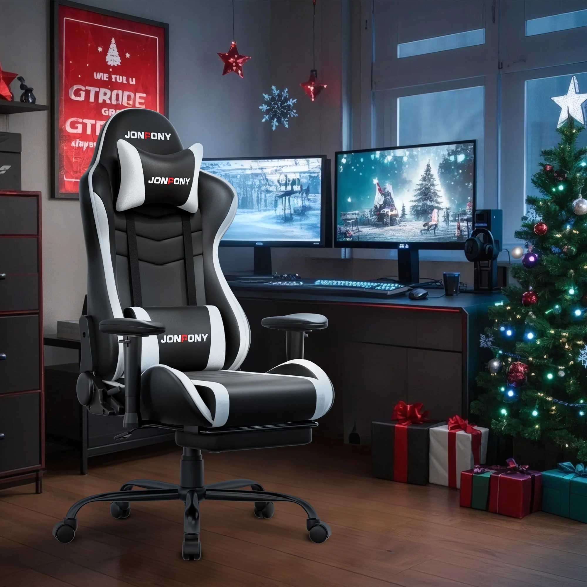 JONPONY Big and Tall 500LBS Gaming Chair, Ergonomic Design, Gamer Chair PU Leather with Footrest and Lumbar Support, High Back Office Chair Support 8 Hours Long Sitting, Computer Chair,Red - Image 55