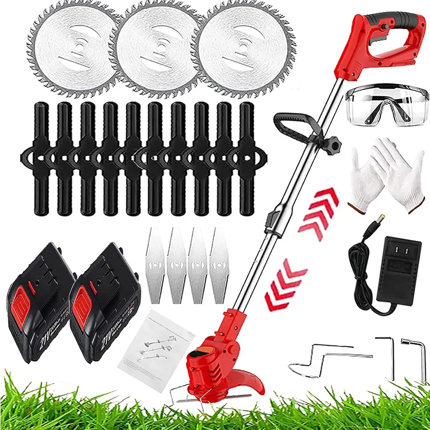 Weed Wacker Electric Cordless Grass Trimmer 3Types Blades Electric Stringless Weed Trimmer