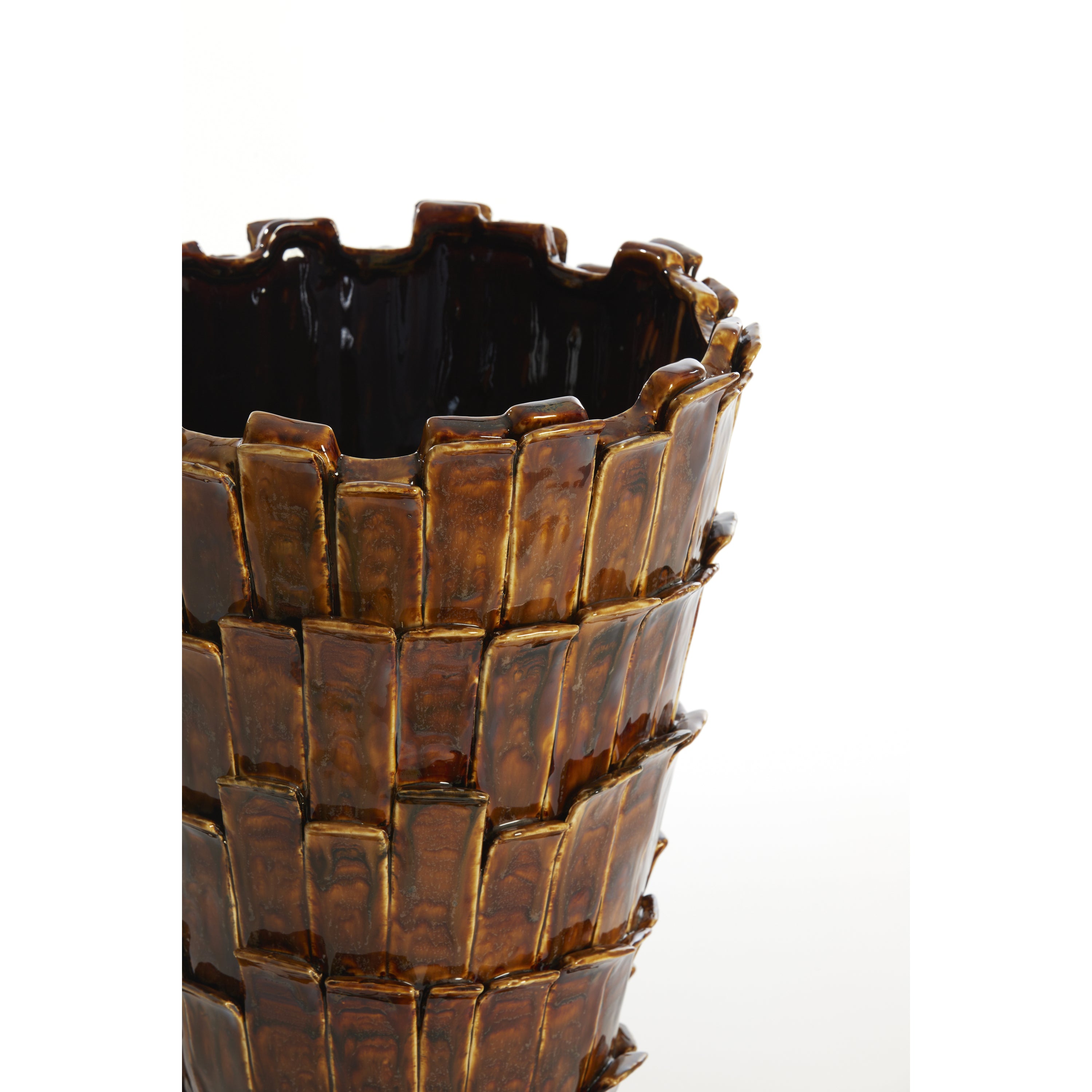 Light & Living BANYA vaas keramiek glans donkerbruin – Ø33x43 cm