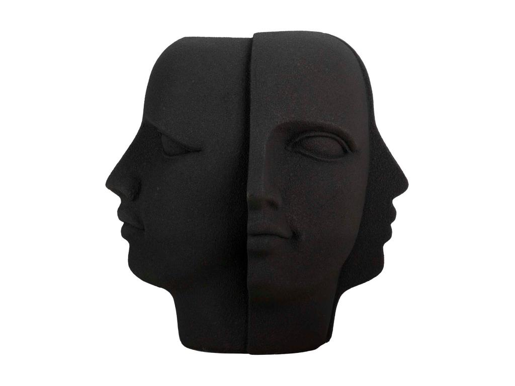 Macetero Caras Poliresina Negro 68x68x69 Cm