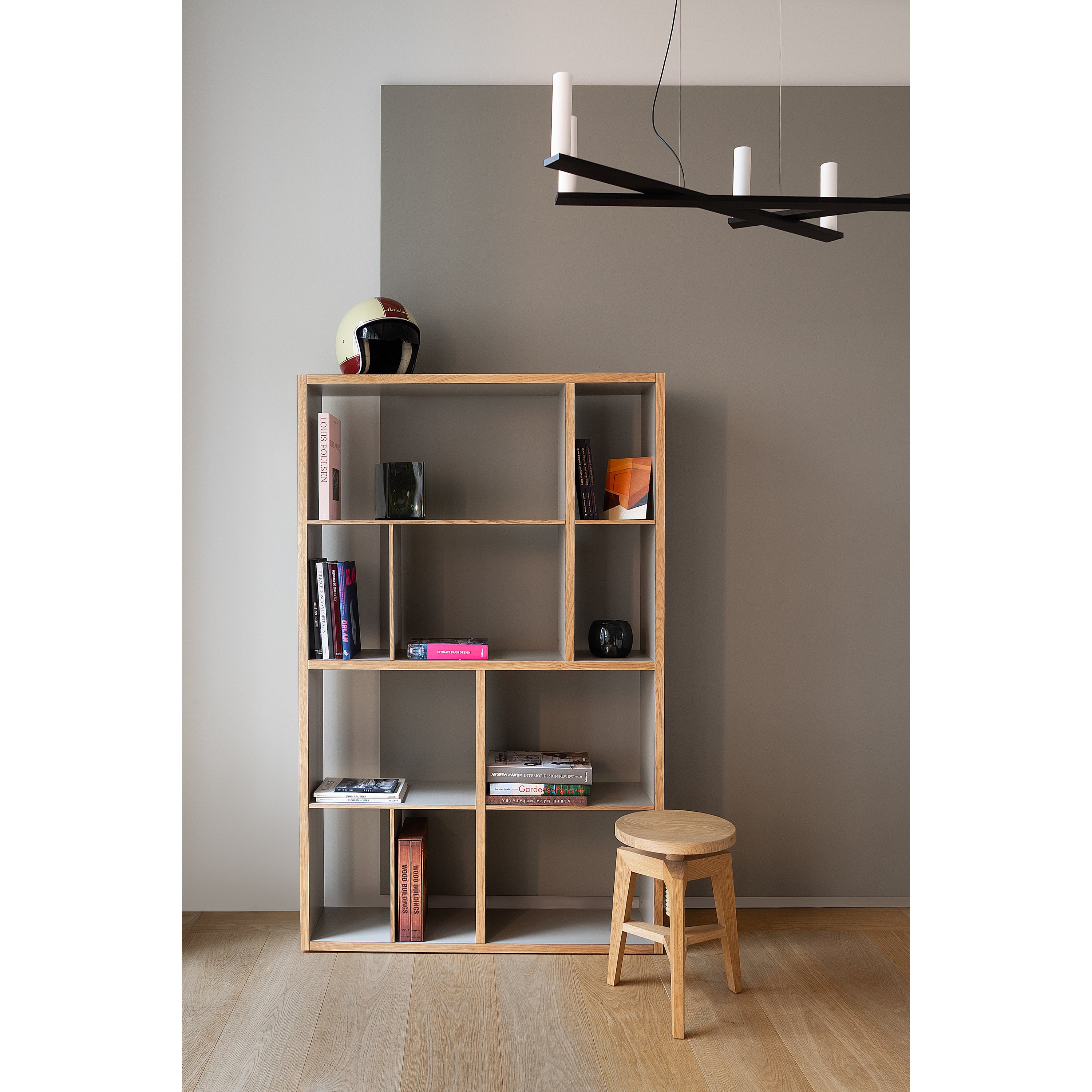 MINT Furniture KAST M, 112 x 30 x 179 cm, eiken, grijs laminaat