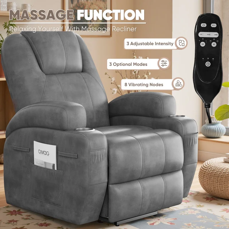 Lacoo power lift electric Massage recliner chair Oversized Single Sofa with Cup Holder for elderly,Black - Image 18